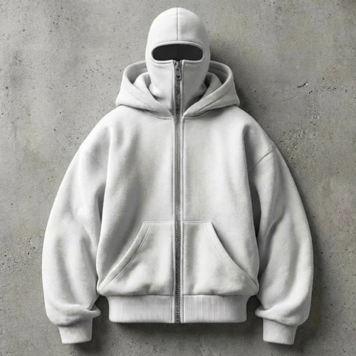 Hoodie Zip Fleece-Lined Double Hood Hoodie