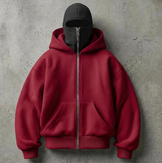Hoodie Zip Fleece-Lined Double Hood Hoodie